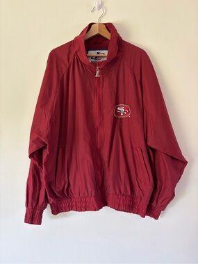 Logo Athletic Vintage San Francisco 49ers Red Full Zip Nylon Windbreaker Jacket
